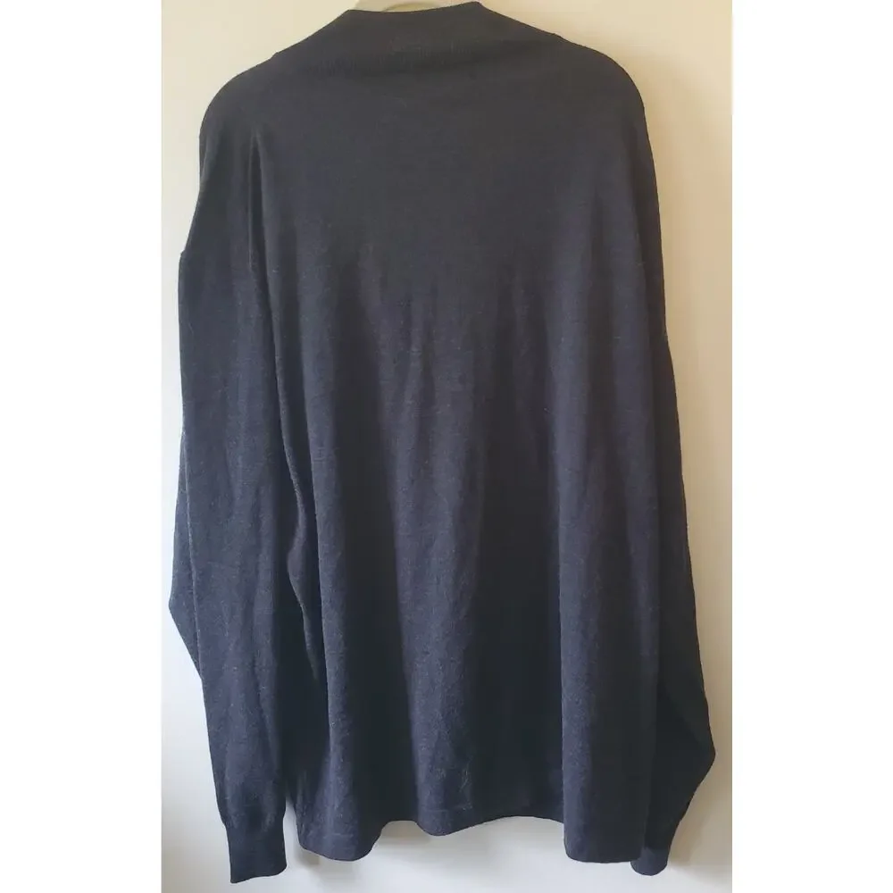 PRONTO UOMO Mens 100% Extra Fine Merino Wool Sweater Charcoal Gray Sz XL 1/4 Zip